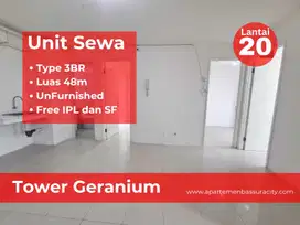 Sewa 3BR kosongan ada meja dapur apartment Bassura City