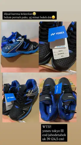 Sepatu Badminton, Yonex Tokyo 3, Black Blue
Size 39 (24.5 cm)