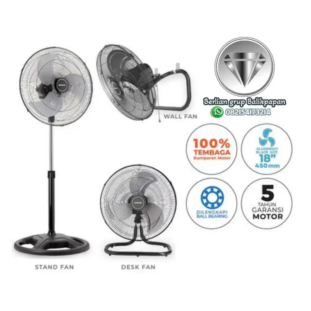 COD (Maspion Kipas Angin Power Fan 18 InchPW-451 PW 458 ( 3 In 1 ) Ori