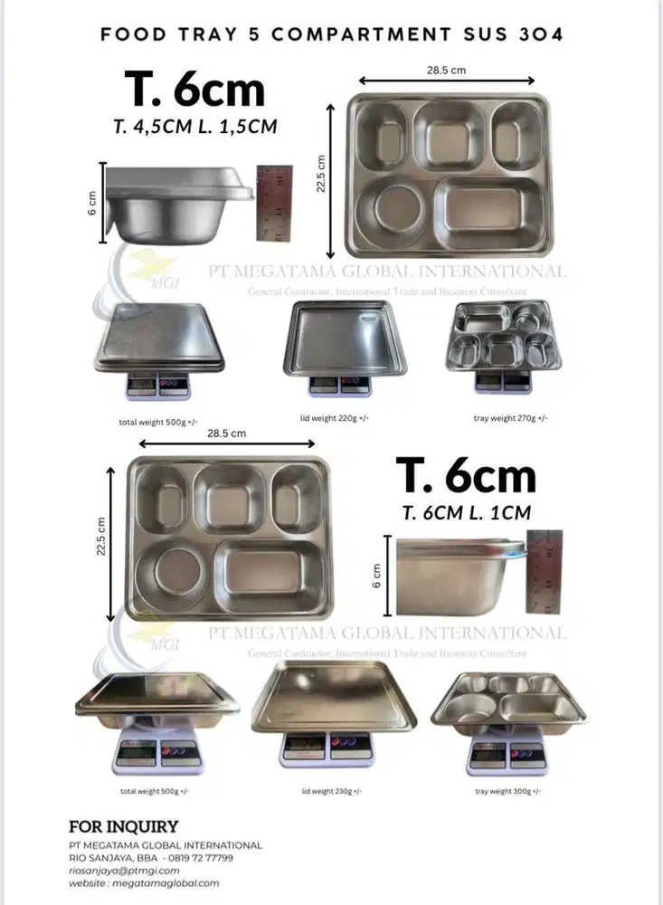Food Tray SUS304 5 Kompartemen