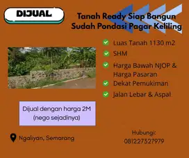 Tanah SHM Semarang Kota Ngaliyan Dijual Dgn Harga Bawah NJOP