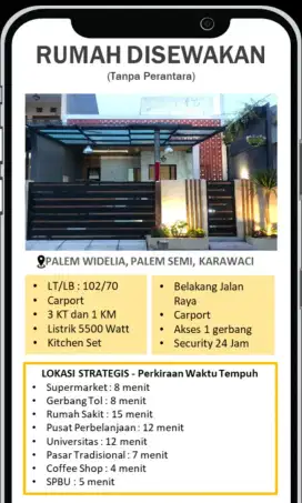 Disewakan Rumah Strategis Pelem Widelia,Palem Semi