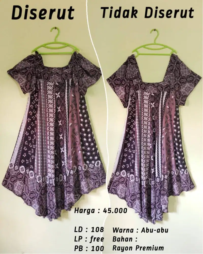 Dress / Daster / Dasul Batik Serut Oval / Mayung Abu-abu