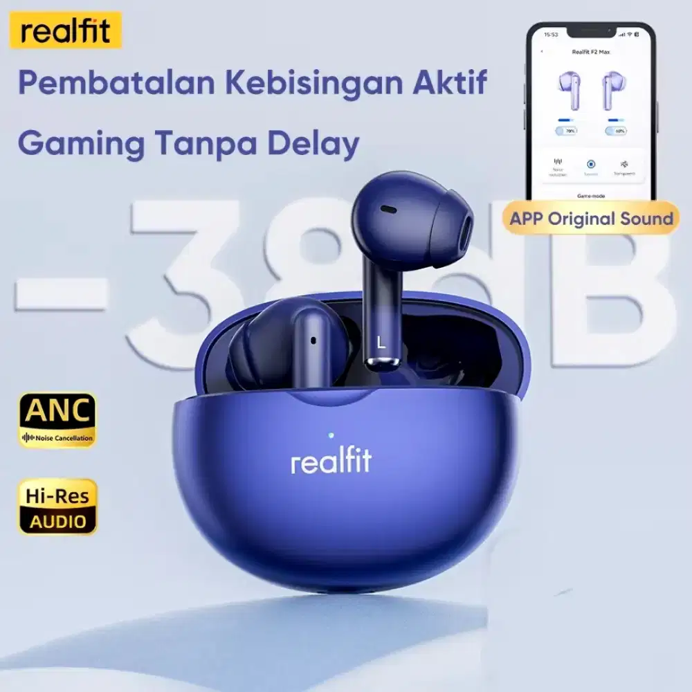 Realfit f2 pro ANC -38dB TWS Bluetooth Earphone