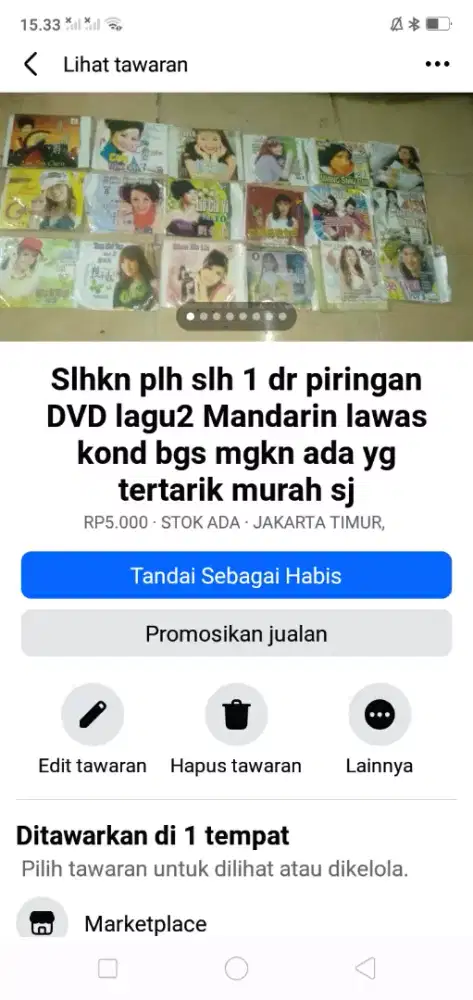Slhkn. Plh slh 1 dr kaset DVD lagu Mandarin lawas kond bgs murah sj
