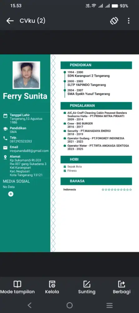 Sy Cari Pekerjaan Ob/Cleaning Service atau jaga gudang dll