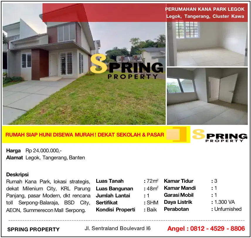 Rumah Murah di Kana Park Dekat Stasiun Parung Panjang Legok Tangerang