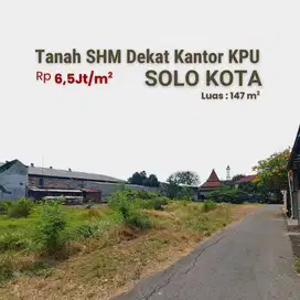 TANAH Solo Kota : Dekat Kantor KPU, SHM, 147 m2
