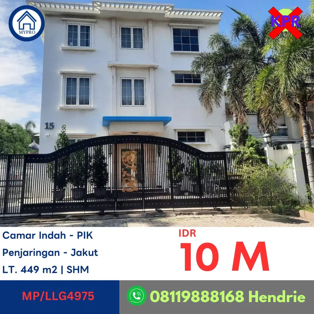 MP/LLG4975 LELANG PENGAJUAN rumah PIK jl camar indah 1 no 15 JakUt