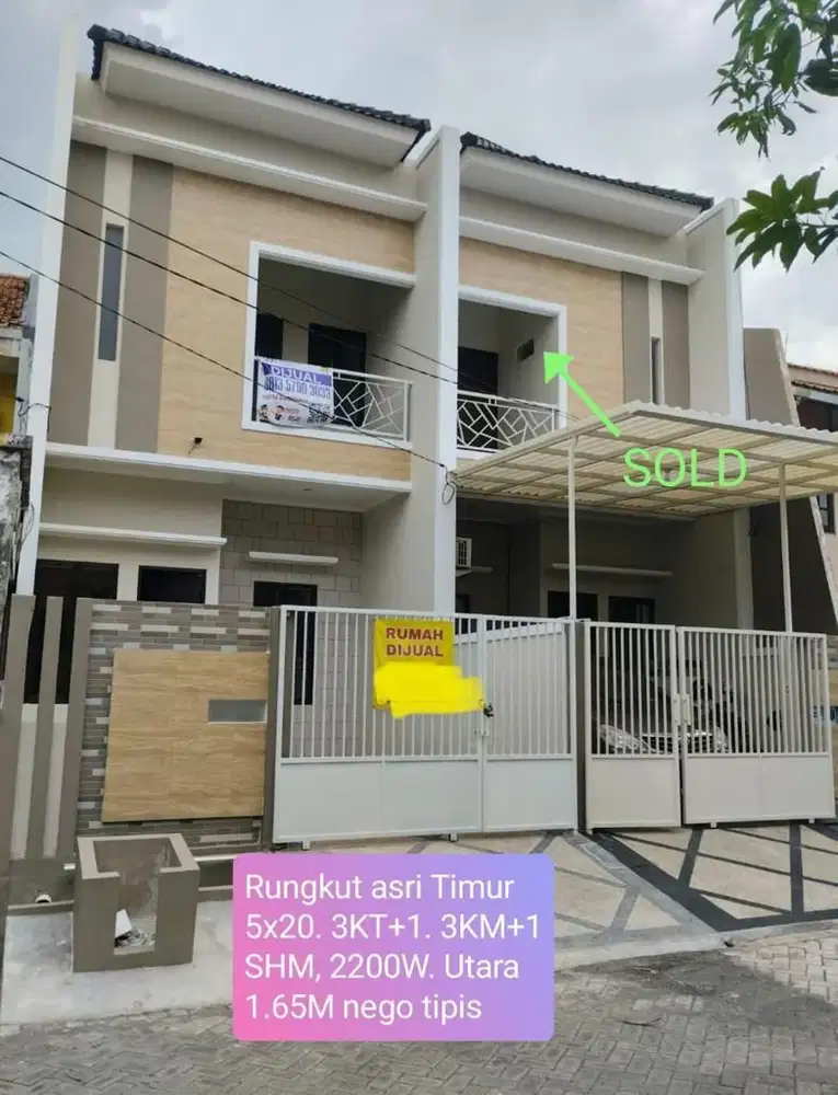 Rungkut  asri baru gress 2lt dkt upn