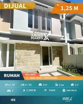 Rumah Baru Gres di Ikan Ikan Lowokwaru Malang Dekat Suhat