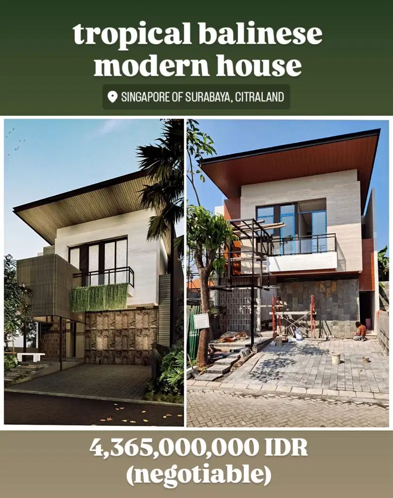 ‼️PROGRESS 90%‼️BARU GRESS RUMAH CITRALAND UTAMA,TROPICAL BALI MODERN
