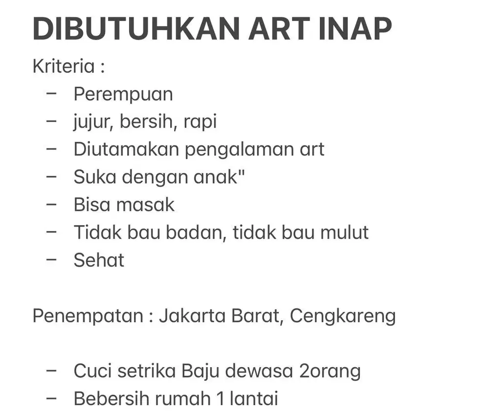 DIBUTUHKAN ART INAP