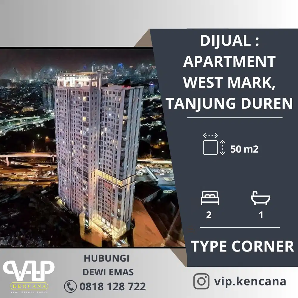 DIJUAL: Apartment West Mark Unit Type Corner, Tanjung Duren, Jakbar