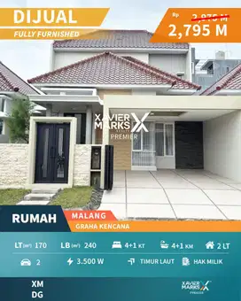 Dijual Rumah Baru Full Furnish Modern Minimalis di Graha Kencana Mlg