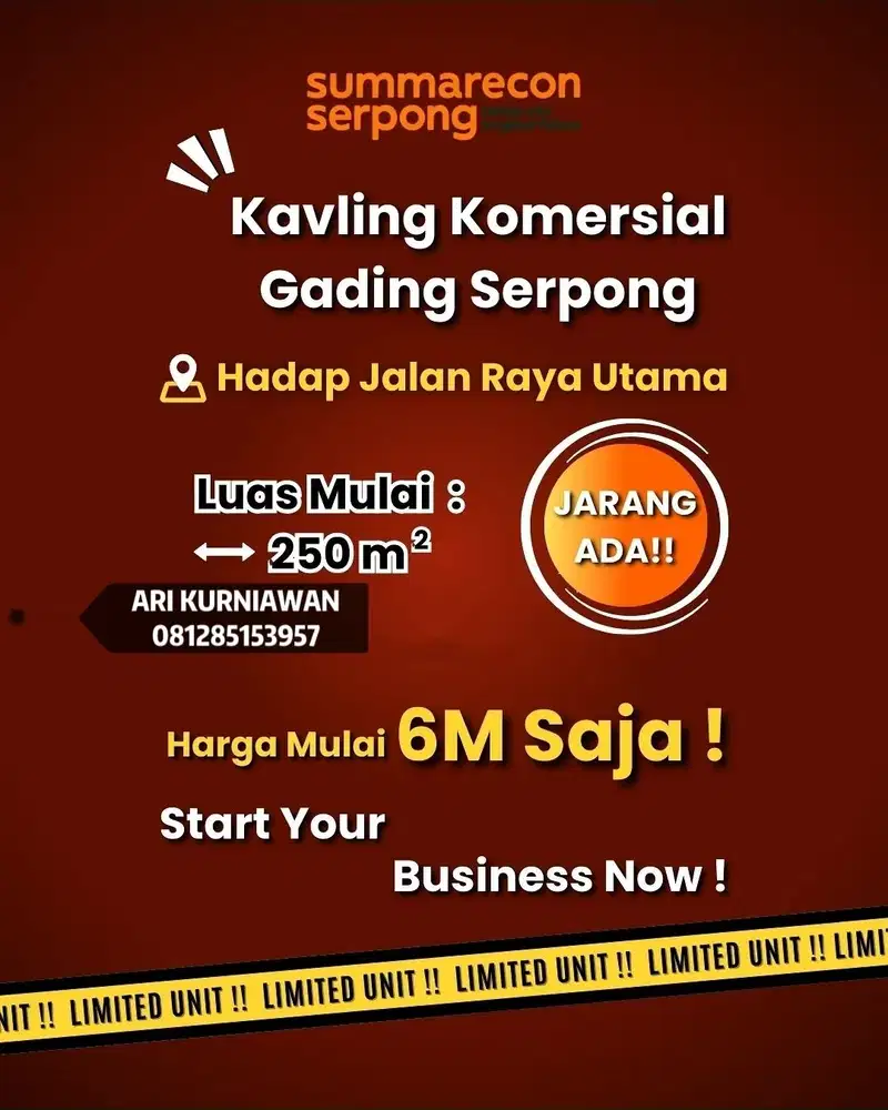 Kavling komersial hadap jalan raya utama gading serpong 6M! jarang ada