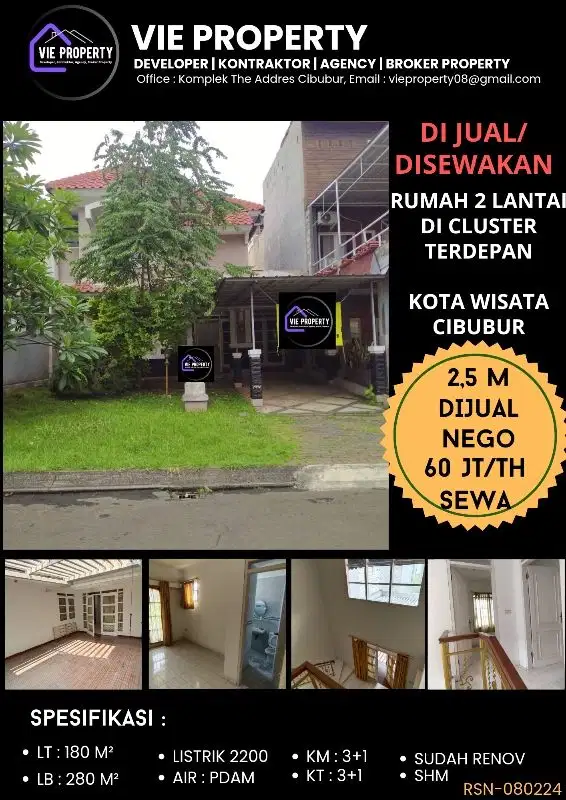 DIJUAL CEPAT, NEGO SAMPE DEAL, Rumah siap huni Kota Wisata