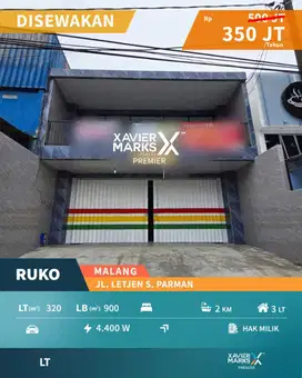 Disewakan Ruko Sangat Strategis Siap Huni di Letjen S. Parman, Malang