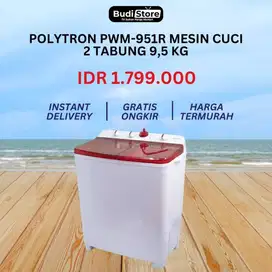 POLYTRON MESIN CUCI 2 TABUNG 9.5 KG TWIN TUB PWM-951-R/B / PWM 951 R/B
