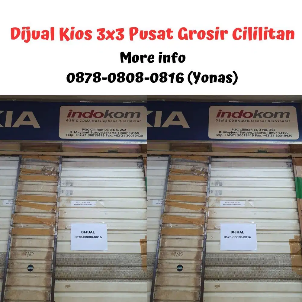 Dijual Kios 3x3 Pusat Grosir Cililitan