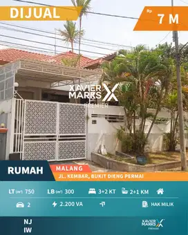 Rumah di Bukit Dieng Permai Malang Negotiable Terawat 5 KT