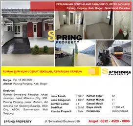 Rumah Murah Sentraland Paradise Dekat Stasiun Parung Panjang Bogor