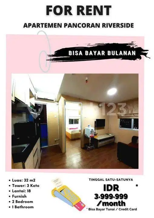 Sewa Apt Pancoran Riverside 2br Furnished Bisa Bulanan Unit Hook Lt 18