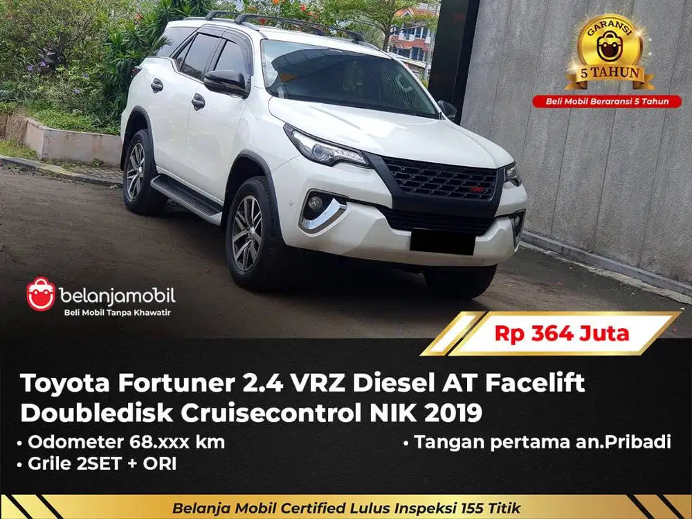 [ GARANSI 5TH ] Toyota Fortuner 2.4 VRZ Diesel AT Putih 2019/2020