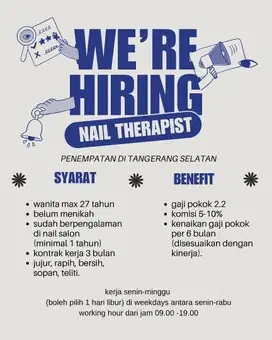 LOWONGAN NAIL THERAPIST/NAIL ART BERPENGALAMAN