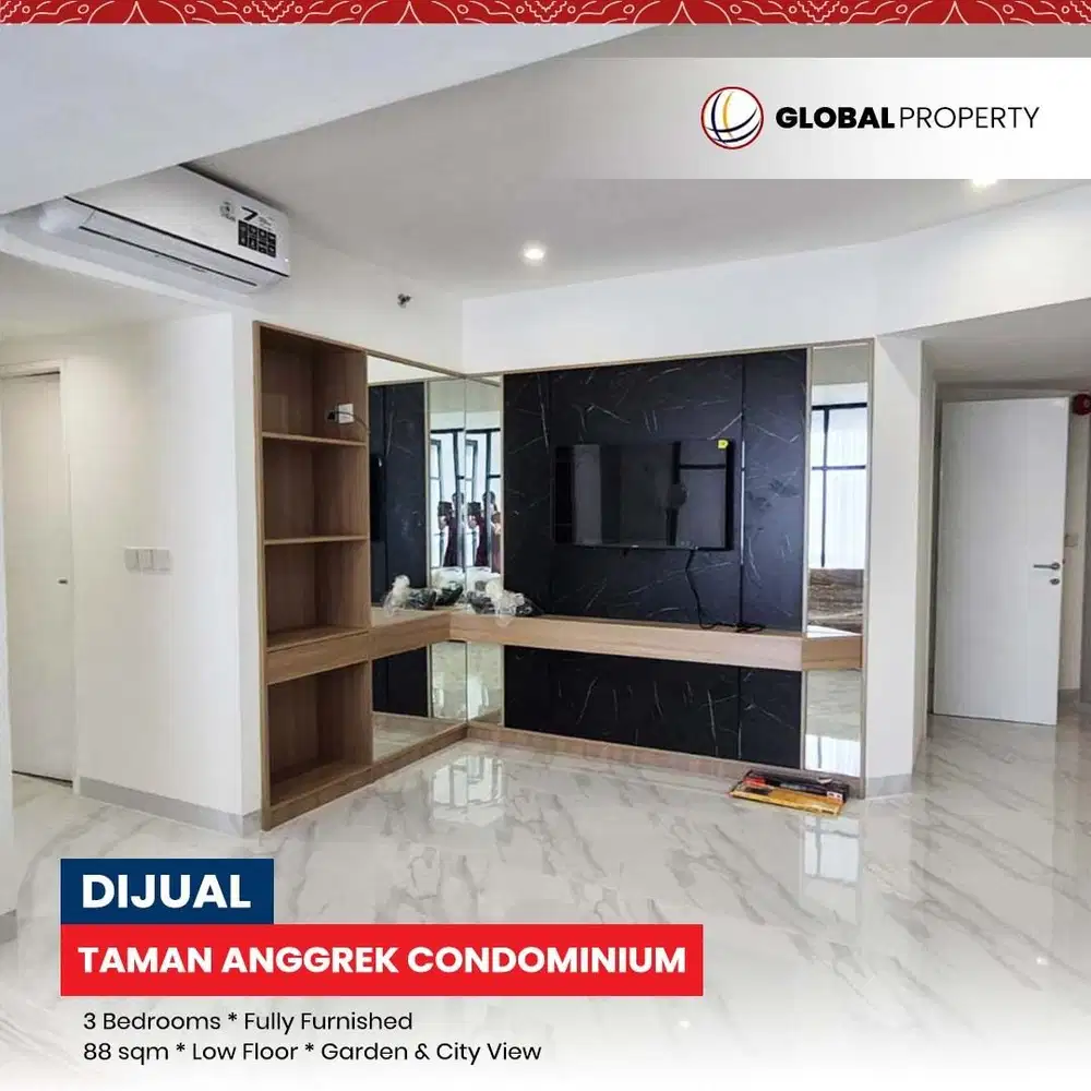 Taman Anggrek Condominium 3 Kamar Tidur, Fully Furnished, Lantai Bawah