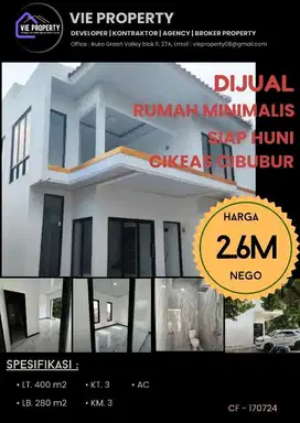 JUAL CEPAT AJA   RUMAH BARU HARGA MIRING CIKEAS  CIBUBUR
