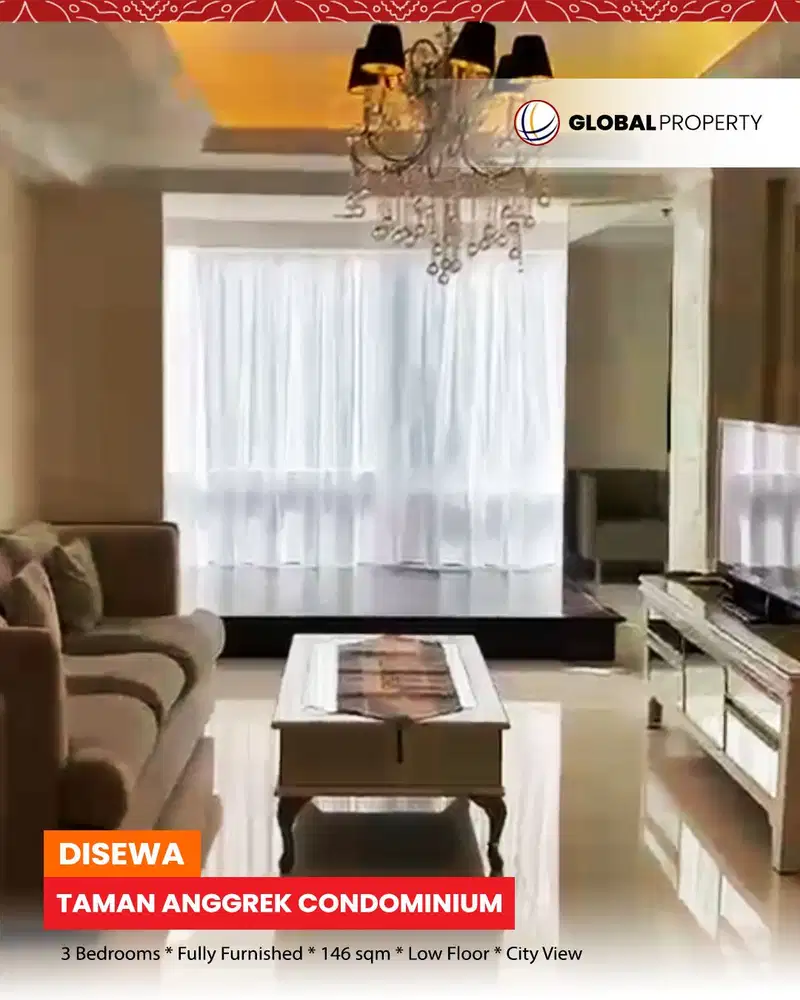 Fully Furnished 3 Bedroom, Lantai Bawah, Taman Anggrek Condominium
