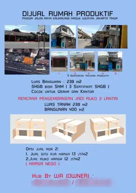 JUAL CEPAT BAWAH NJOP RUKO DI KALIMALANG PONDOK BAMBU