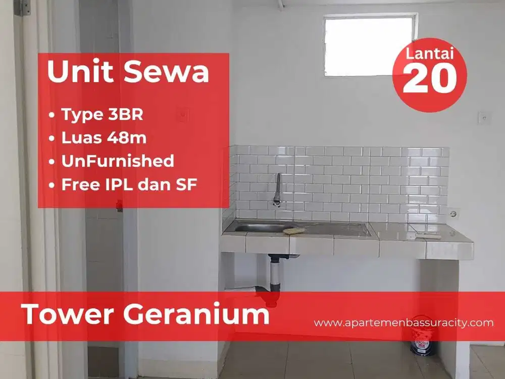 Sewa 3BR kosongan lantai atas apartment Bassura City