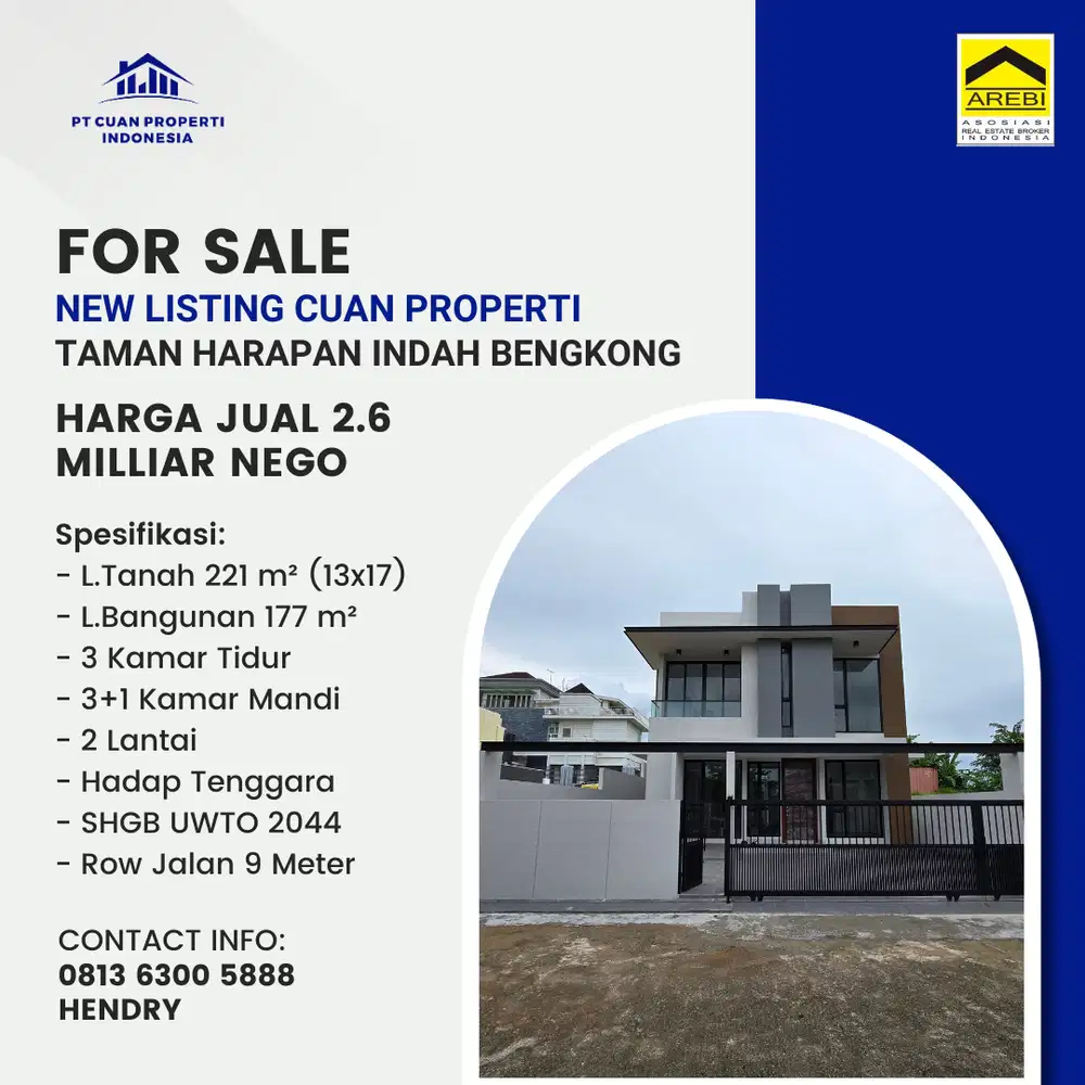 Dijual Cepat Rumah Baru Bangun Taman Harapan Indah Bengkong