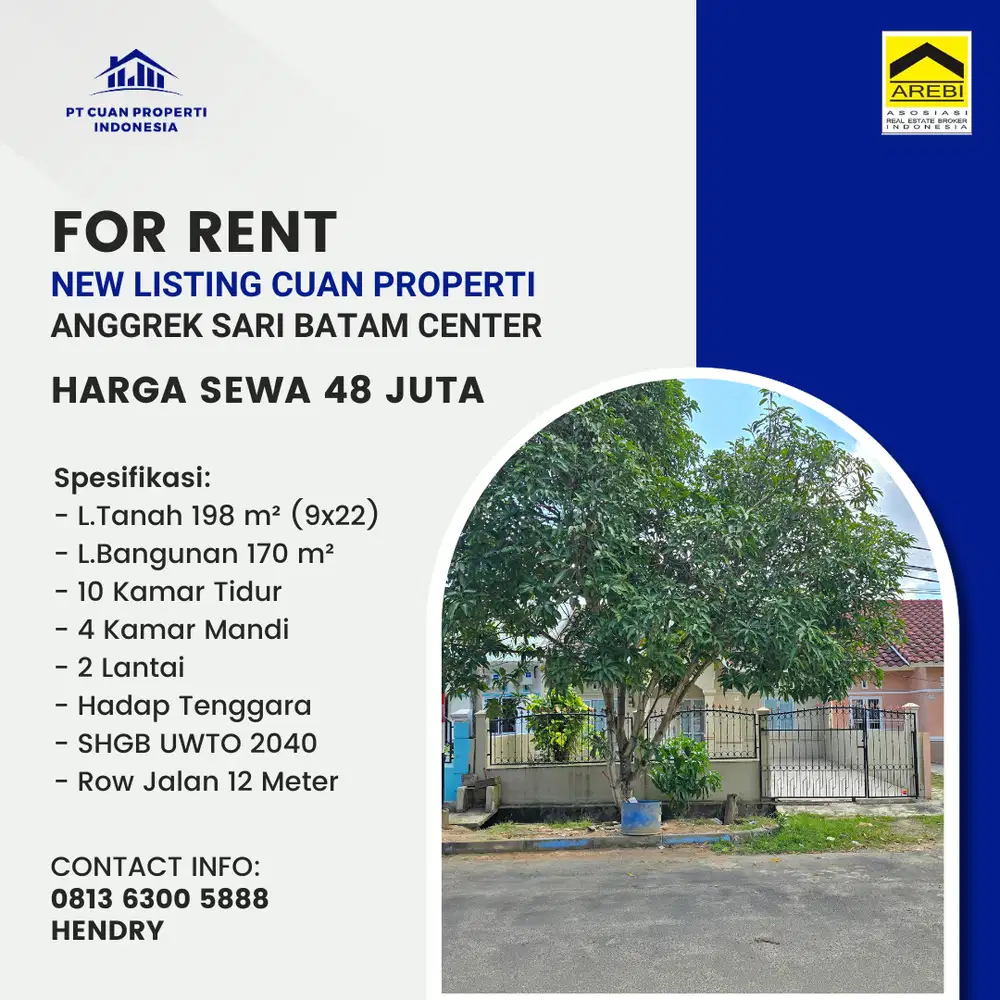 Disewa Cepat Rumah Anggrek Sari Batam Center Bisa Jadi Kos2an