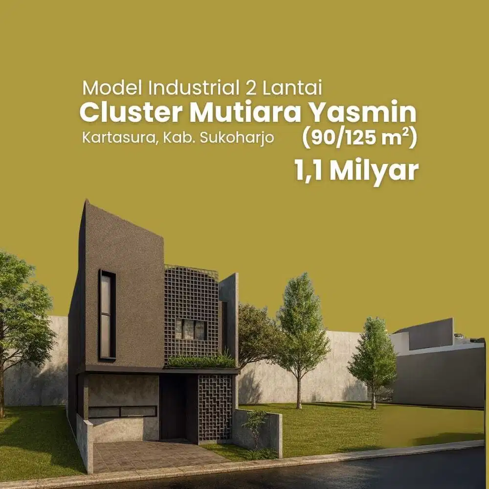 Rumah Baru Model Industrial 2 Lantai di Cluster Mutiara Yasmin, Karta