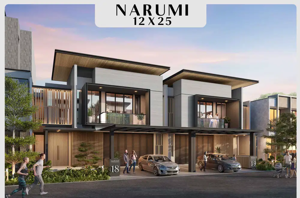 FOR SALE RUMAH OKINAWA TYPE NARUMI UK 12X25 2LT DANAU + PRIVATE POOL