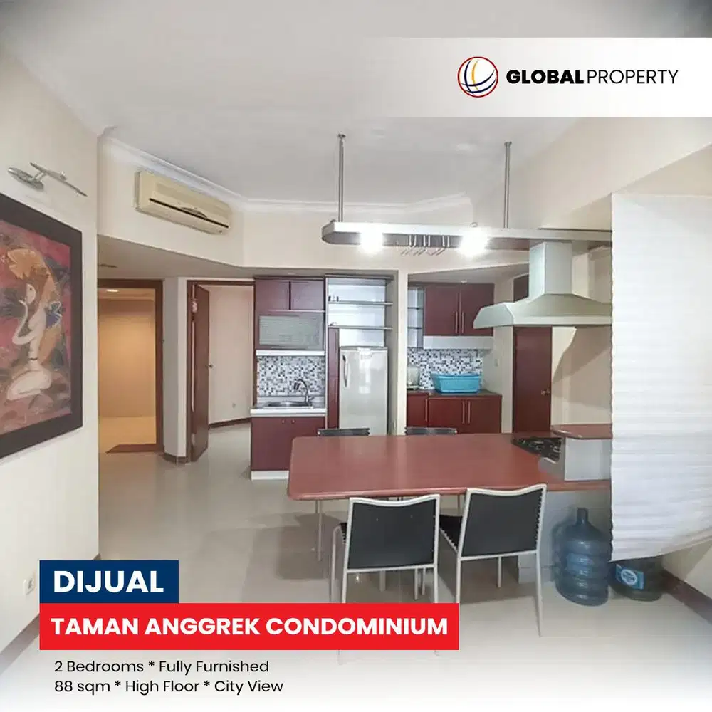 Termurah  Full Furnished 2 Bed, Lantai Atas, Taman Anggrek Condominium