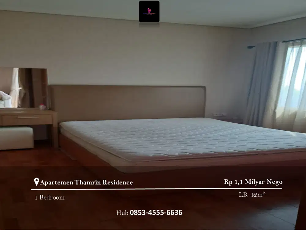 Dijual Apartement Thamrin Residence High Floor 1BR Full Furnished