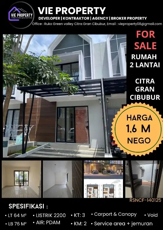 DIJUAL MURAH, RUMAH SEPERTI BARU DI CITRA GRAN CIBUBUR