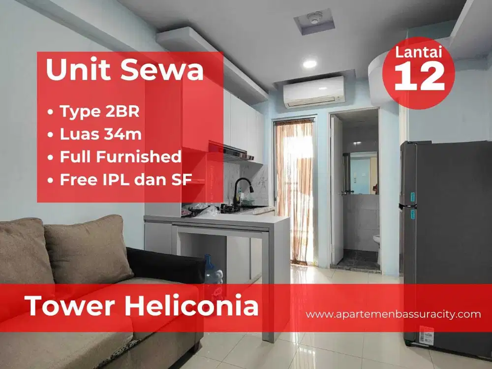 Sewa apartment 2BR Bassura City tahunan tower Heliconia