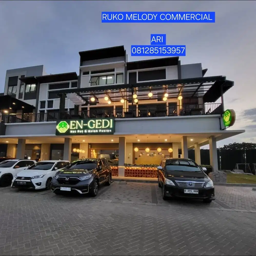 Ruko MELODY COMMERCIAL size besar 3lt 5x20 FREE parkir & hadap jalan