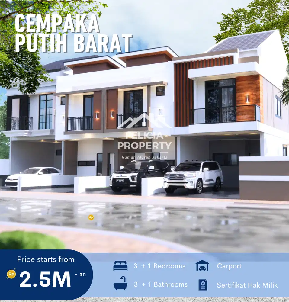 DIJUAL RUMAH CANTIK 2 LANTAI LINGKUNGAN PREMIUM CEMPAKA PUTIH JAKARTA