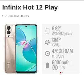 Infinix HOT 12 Play 4+2/128 Muluss Nett 950 Passs. Lok.Kalimalang