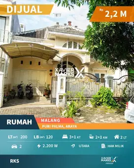Rumah Lokasi Di Perumahan Puri Palma Araya, Blimbing Malang