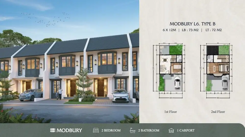 DP 0% New Cluster MODBURY 73/72 CITRALAND CIBUBUR. 2KT, 2KM, 1Carport