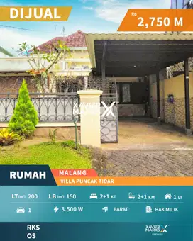 Rumah Nuansa Kayu Area Premium Di Villa Puncak Tidar Malang