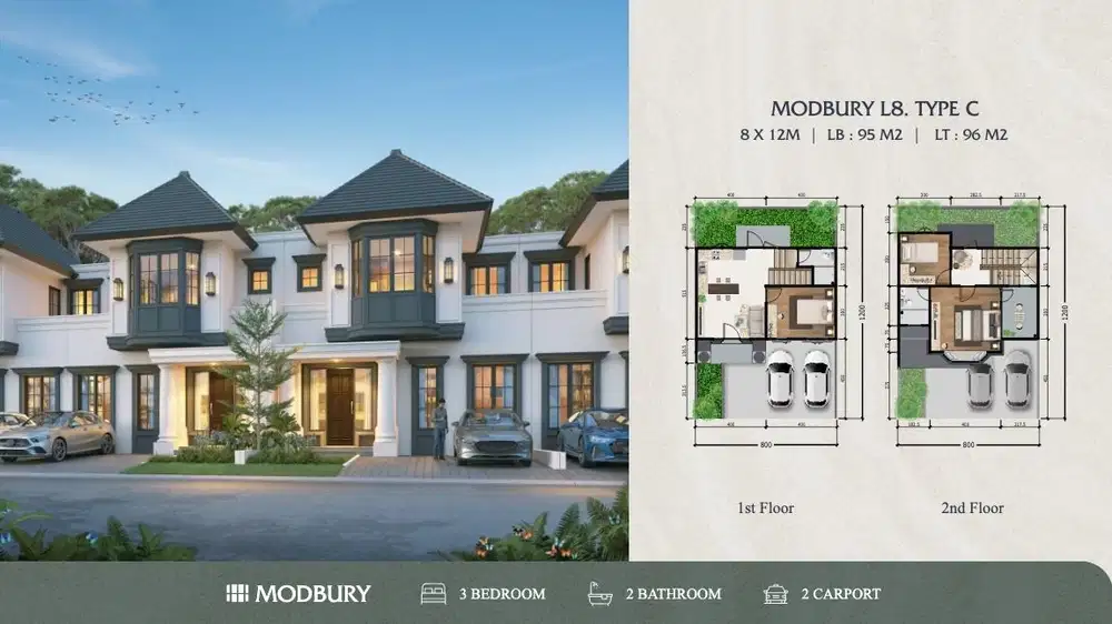 DP 0% New Cluster Rumah 2 Lantai Modern Klasik di CitraLand Cibubur