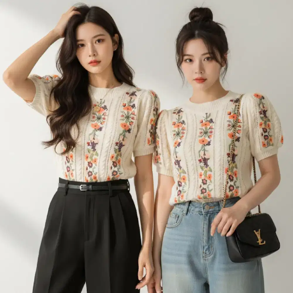 Laura Knit Top Bordir Premium - Atasan Rajut Wanita Kekinian, Stylish